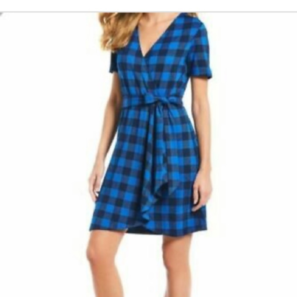 Draper James Blue and Black Plaid Mini Dress